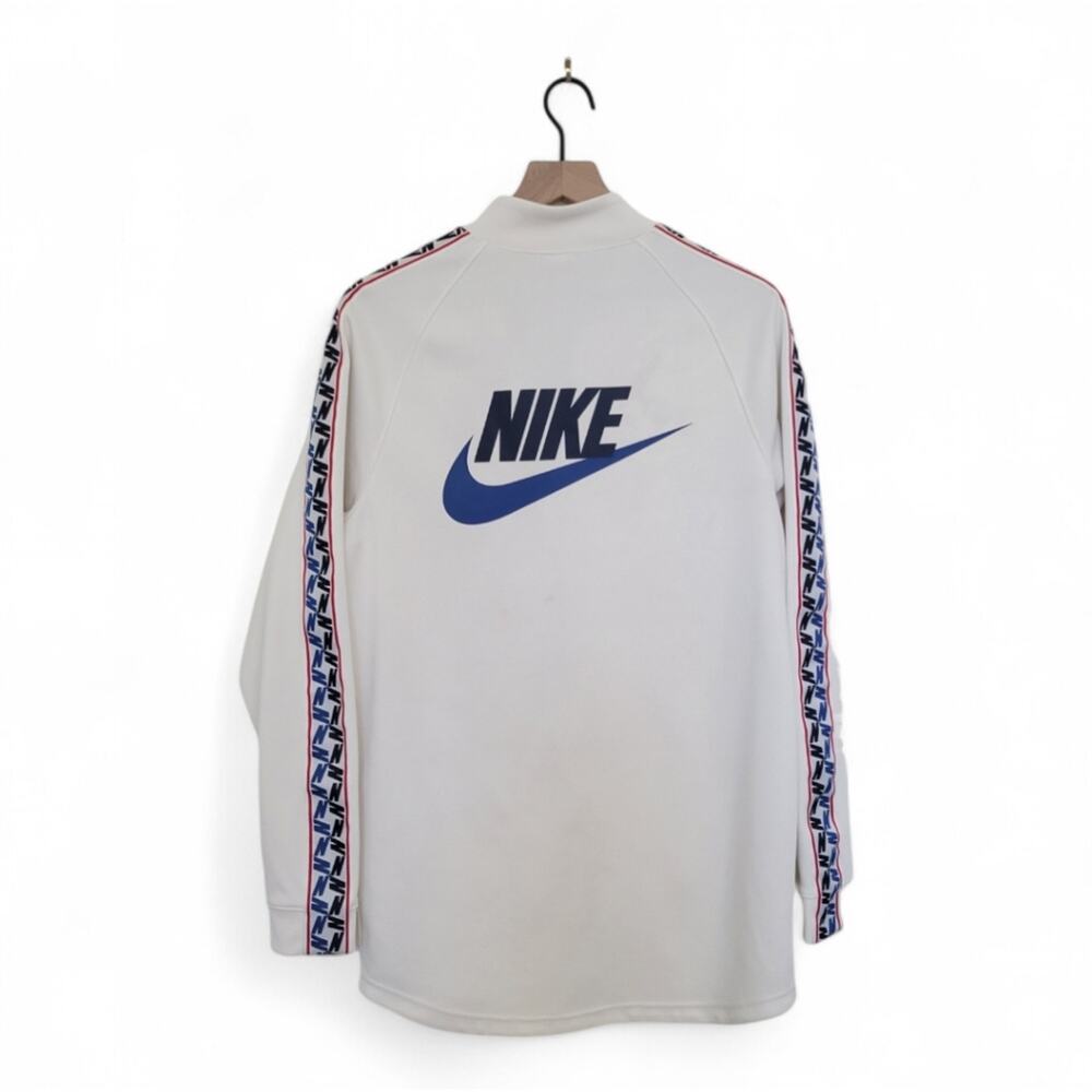 Nike NSW Taped Track Jacket Size Small Cream Blue Red Long - Picture 4 of 12